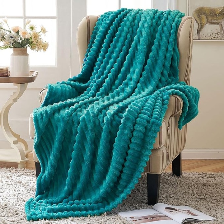 Patura MIULEE, 153 x 203 cm, microfibra, culoare albastru
