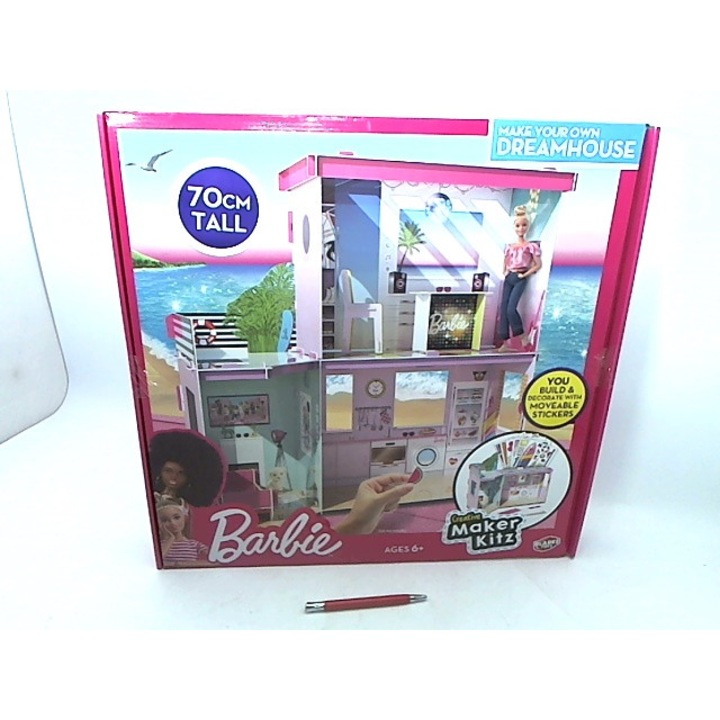 Set de constructie Barbie, casa cu 2 etaje, 70cm, cu autocolante, multicolor
