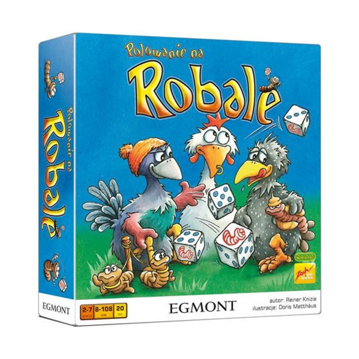 Társasjáték Polowanie na Robale, 16 tábla, 8 kocka, tarka