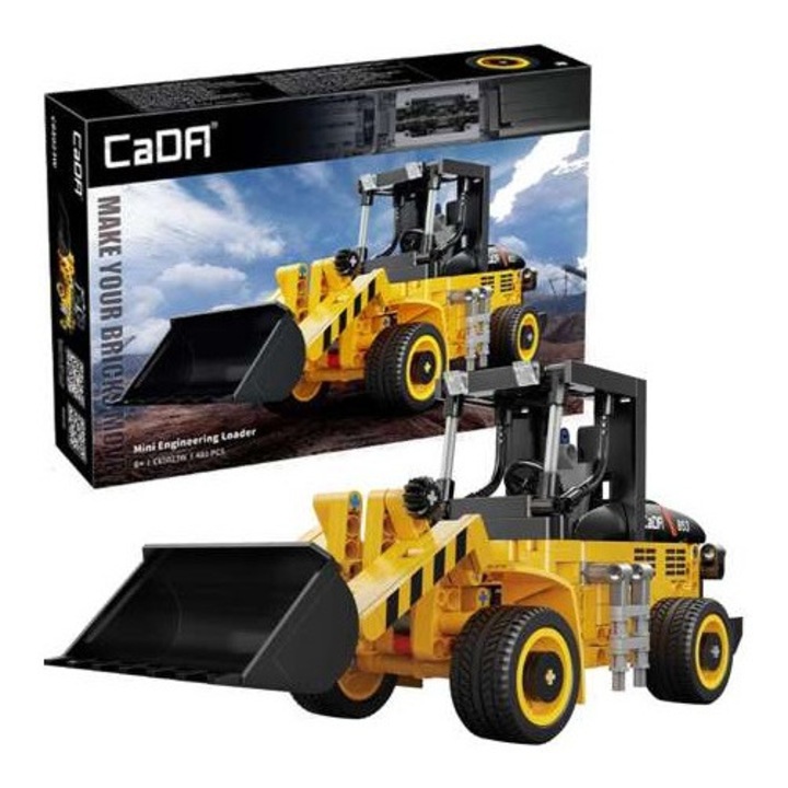Set de constructie, CADA, axcavator, 403 elemente, galben/negru