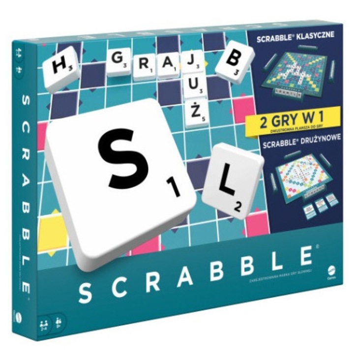 Eredeti SCRABBLE társasjáték, Mattel, megújult változat, új dizájn, családi