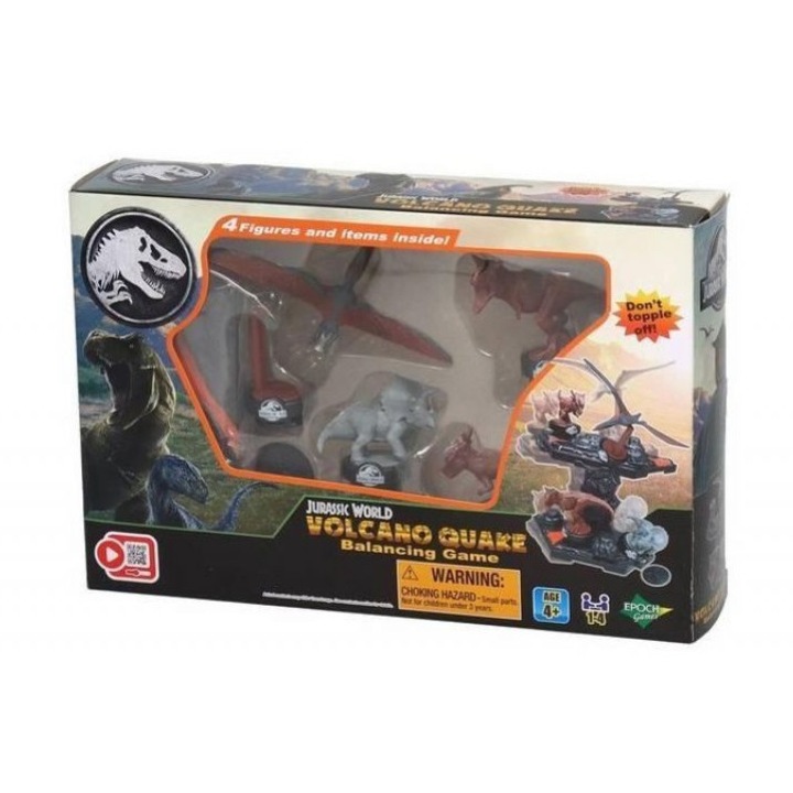 Jurassic World vulkánrengés egyensúlyozó játék, 4 többszínű dinoszaurusz figura