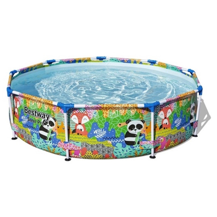 Piscina cu structura, Bestway, 274x66cm, capacitate 3221l, grafica colorata cu animale