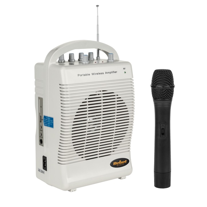 Microfon wireless cu amplificator Rebel SH222UBT, 50W, Bluetooth, 16cm, set