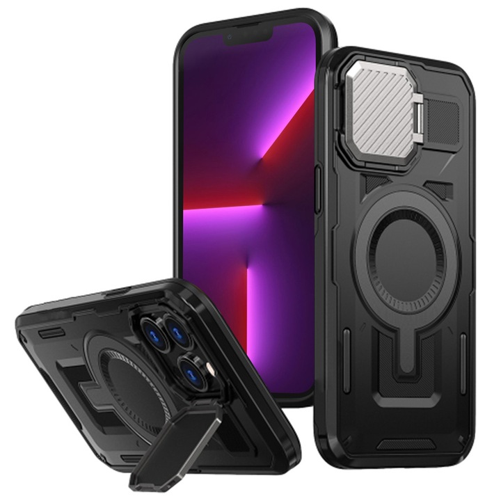 Carcasa Techsuit MagSafe pentru iPhone 13 Pro, Policarbonat, Negru