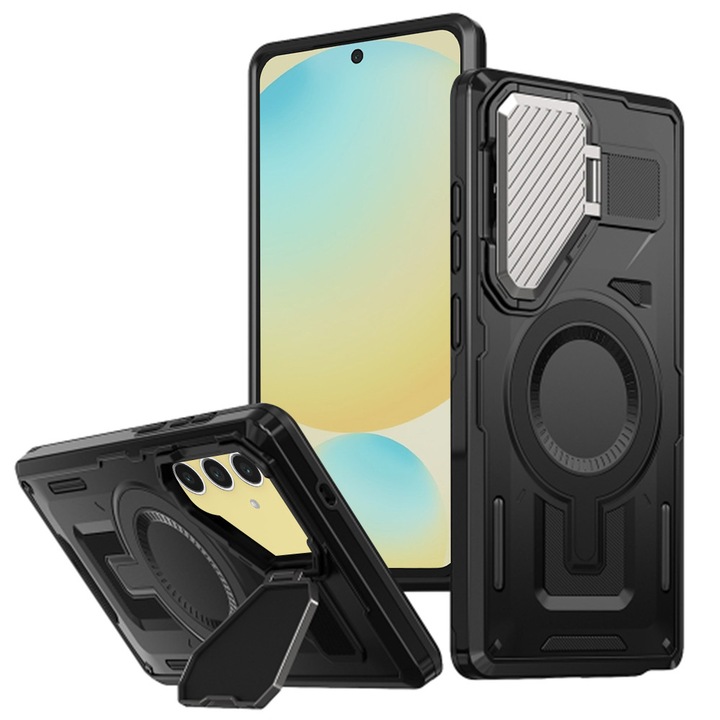 Husă telefon Techsuit MagSafe Neagră pentru Samsung Galaxy S24 FE, policarbonat, TPU