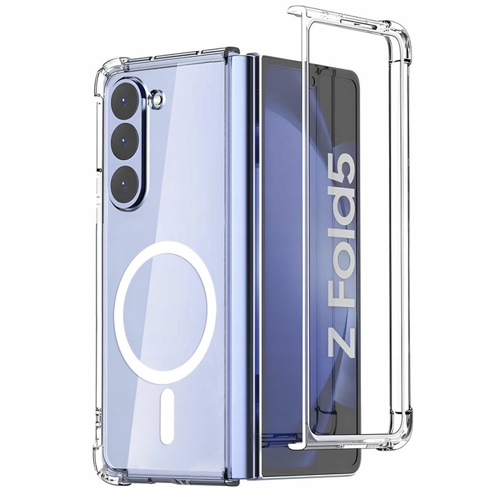 Протектор съвместим със Samsung Z Fold5, гъвкав TPU силикон, пълна защита, удароустойчив, прозрачен