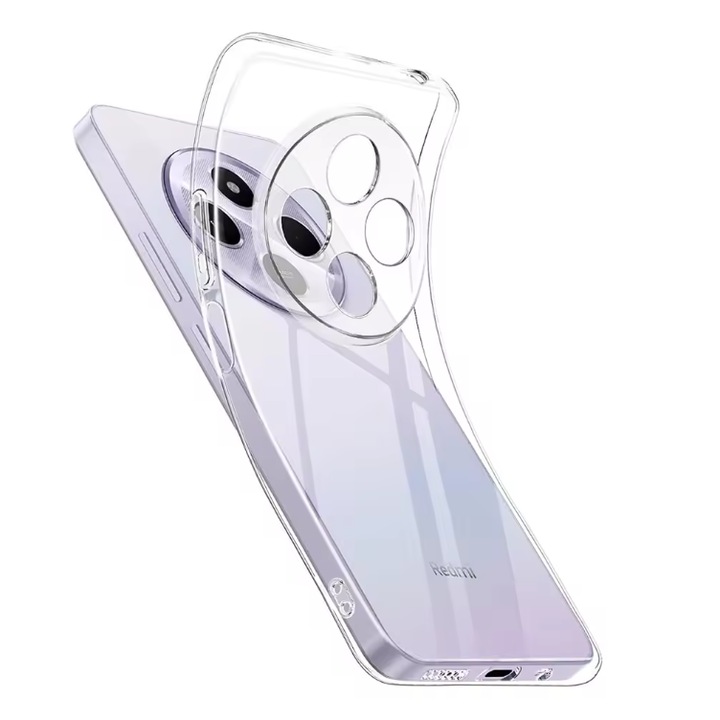 Mat-Tech védőtok Xiaomi Redmi 14C készülékkel kompatibilis, ütésálló, 2 mm, kameravédelem, precíz kivágások, ütésállóság, kiemelt szélek a képernyővédelem érdekében, átlátszó