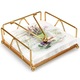Cutie pentru servetele eleganta, Axroad Mall, Suport metalic pentru servetele pentru masa, Portabil, economiseste spatiu, Cu contragreutate brat, Anti-alunecare, Pentru mese de cafea, sufragerie, birou, Metal/Lemn, 17.8 x 17.8 x 6.8 cm, Auriu