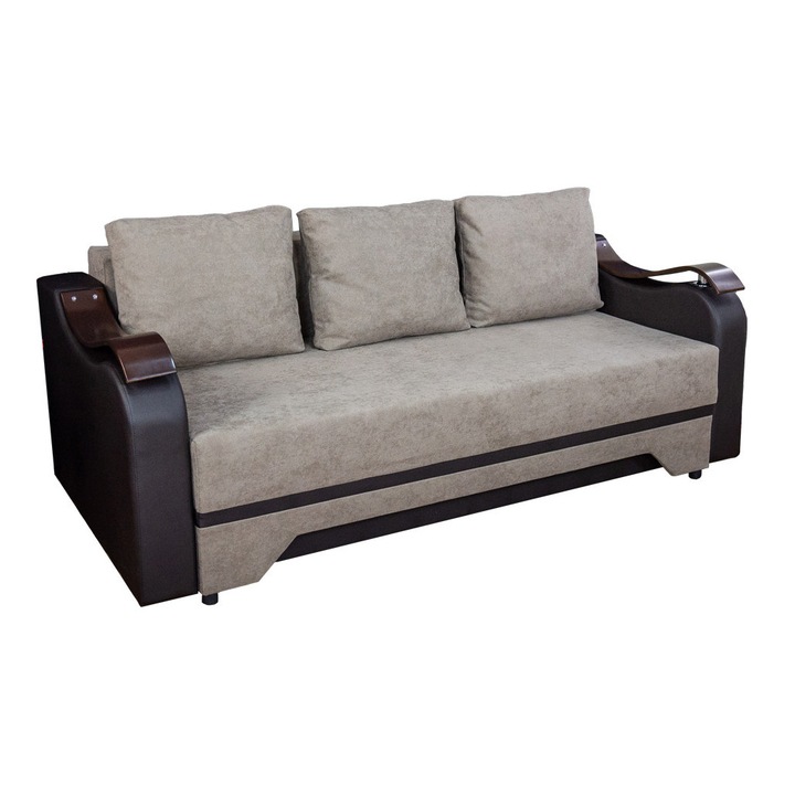 Canapea Extensibila Sally Bonell Mini Lemon 05, 75x96x220cm, cu Lada de depozitare, Gri