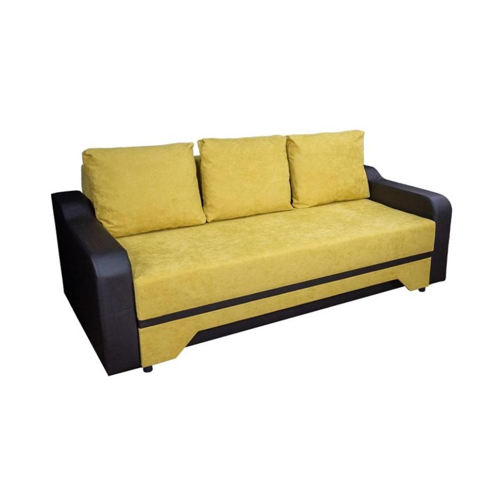 Canapea Extensibila Royal Memory Max Lemon 43 81 X 108 X 220 cm, cu Lada de depozitare, Mustar deschis