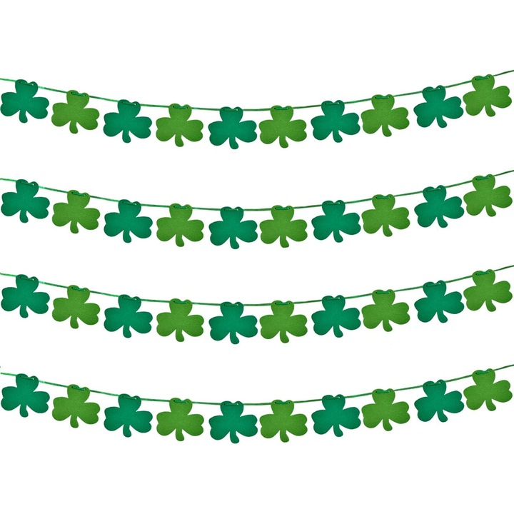 Ghirlande cu trifoi, set 4 bucati, 3.5" diametru, verde, 3x3m