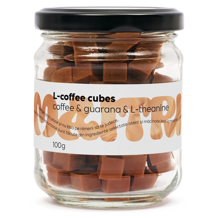 L-Coffee Cubes — Cubulete de fudge cu cafea de specialitate, guarana si L-theanina—20 g proteina, fara zahar, 100 g