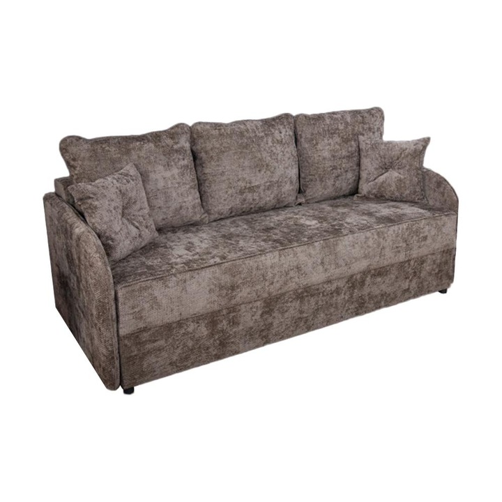 Canapea Extensibila Adelina Memory Mini Kim 4 75 X 100 X 205 cm, cu Lada de depozitare, Maro