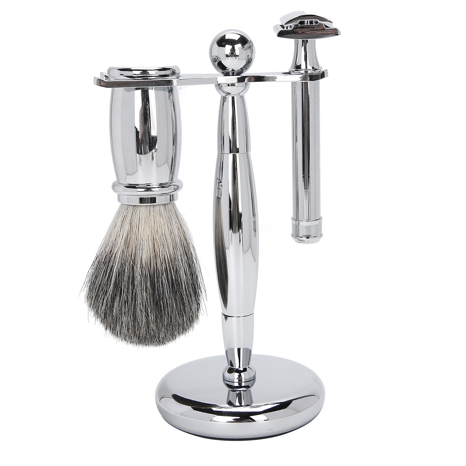 Set 3 piese kit de barbierit, perie de barbierit, suport din aliaj ...