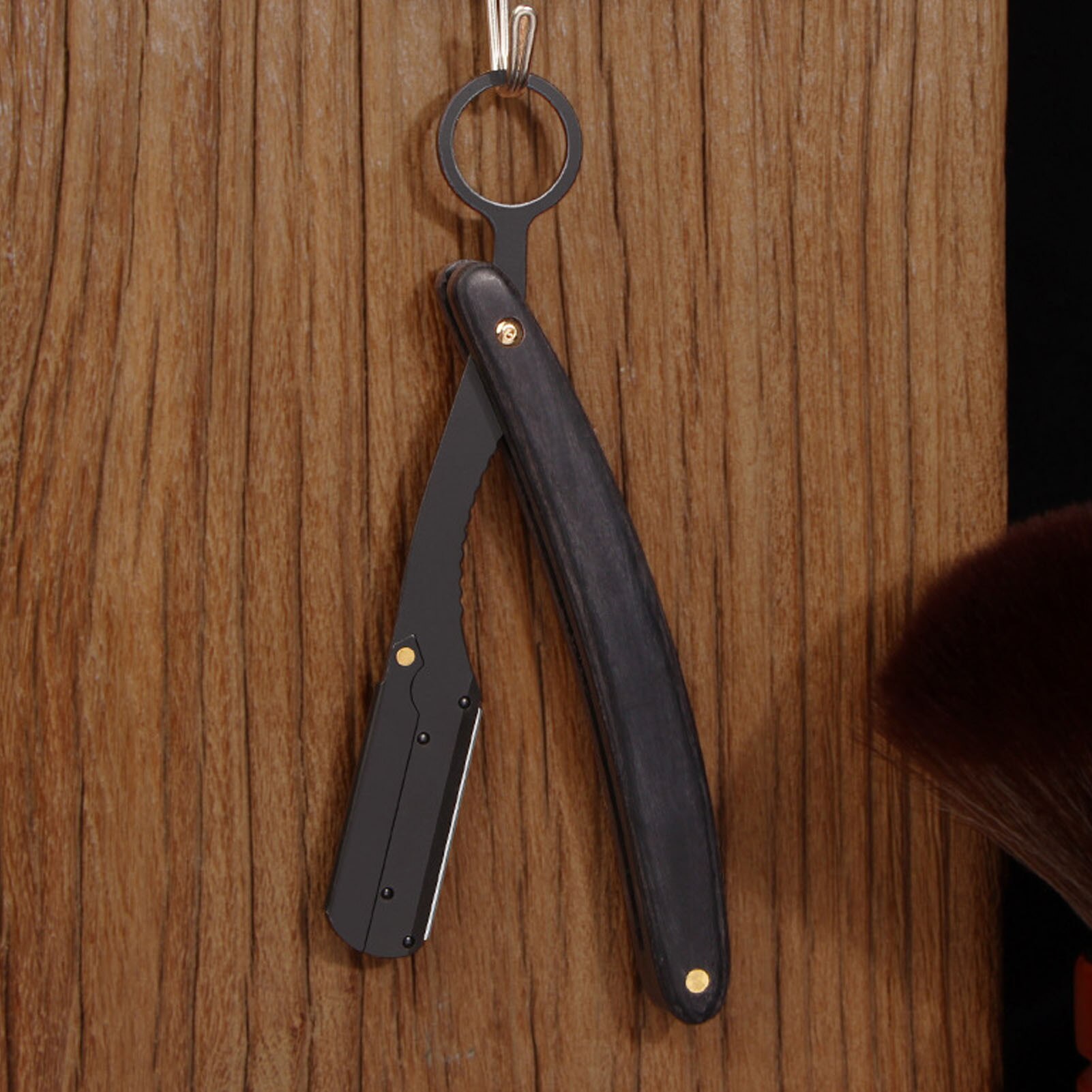 Brici de barbierit pliabil, maner din lemn, inox, design ergonomic ...