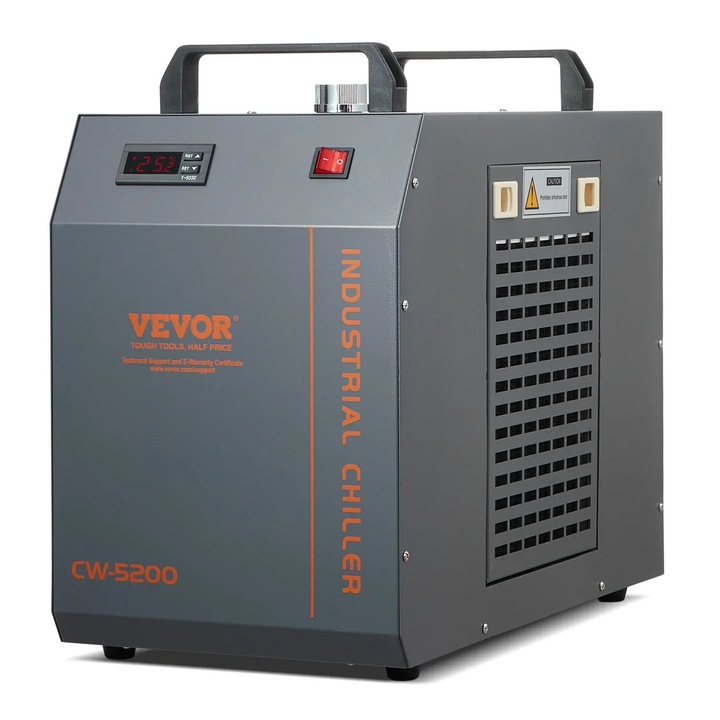 Ipari vízhűtő, CW-5200, Vízhűtő, Beépített kompresszor, 13 L/perc áramlási sebesség, 7L tartály, Fehér