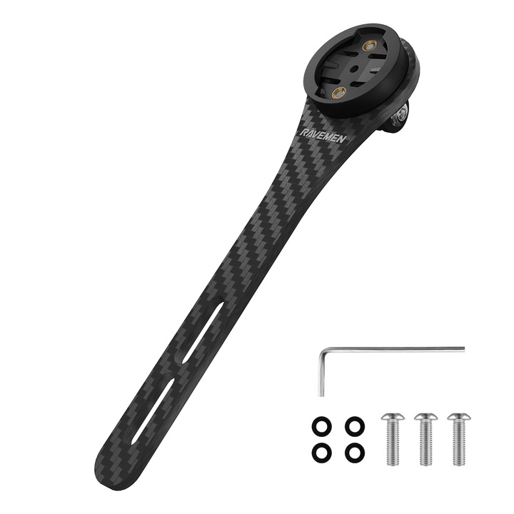 RAVEMEN AOM03 Integrált kormányrögzítő, Garmin kerékpáros számítógéppel kompatibilis, Szénszálas országúti kerékpártartó, Akciókamerával kompatibilis, Hammerhead Karoo, COOSPO, iGPSPORT