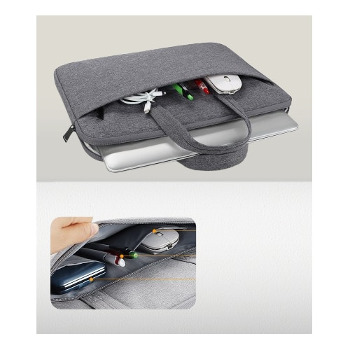 Husa pentru laptop de 15,6 inch pentru computerul notebook de 15,6 inch, husa de umar protectoare din poliester pentru laptop cu maner, gri