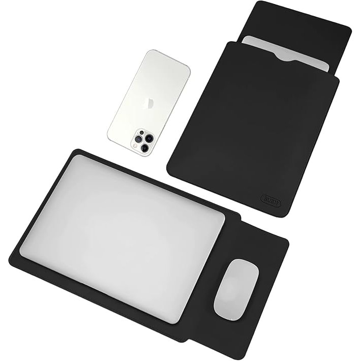 Husa laptop, Poliuretan, Compatibila cu MacBook 12 A1534/Air 11 13 M1 A2337/Pro 13 A2338/Acer Chromebook/HP Stream/ASUS/Surface Pro 8/7/6/X/5/4/3, Negru