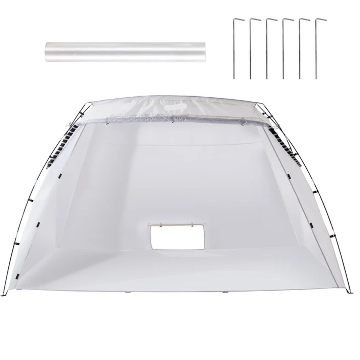 Szórófestő sátor, hordozható, 3x2, 2x1, 8 m, 210D Oxford szövet, fehér