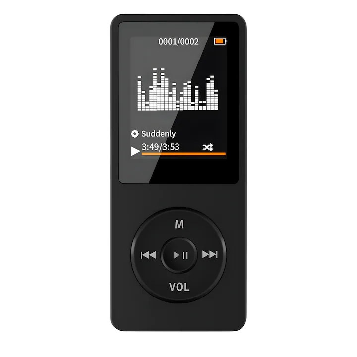 KCVV MP3 lejátszó, 64 GB memóriával, 30 óra lejátszási idővel, hordozható, fekete