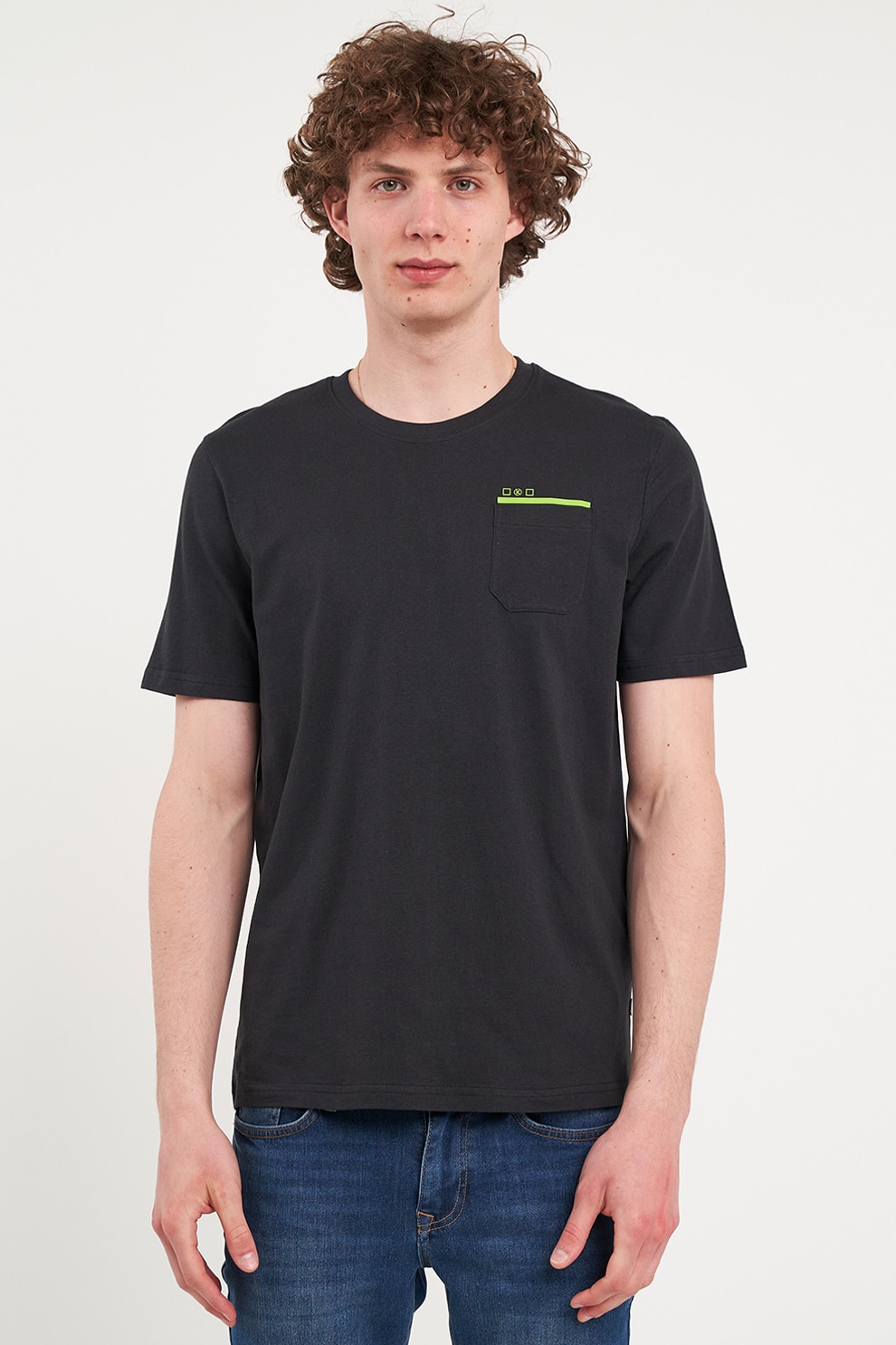 KVL by KENVELO, Tricou din bumbac cu decolteu la baza gatului, Bleumarin, M