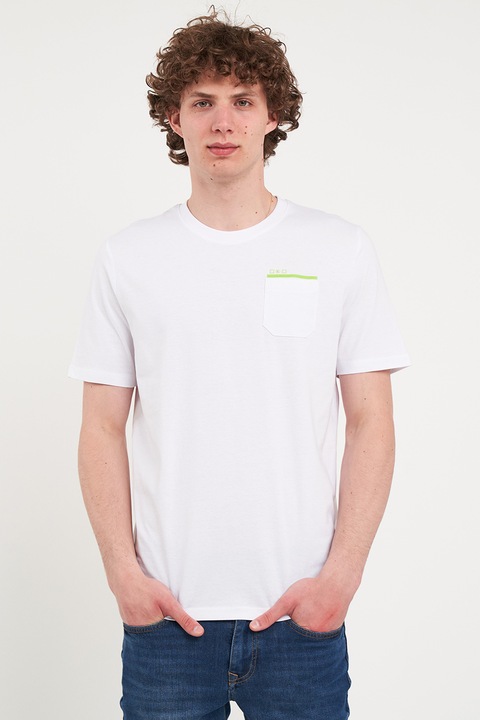 KVL by KENVELO, Tricou din bumbac cu decolteu la baza gatului, Alb