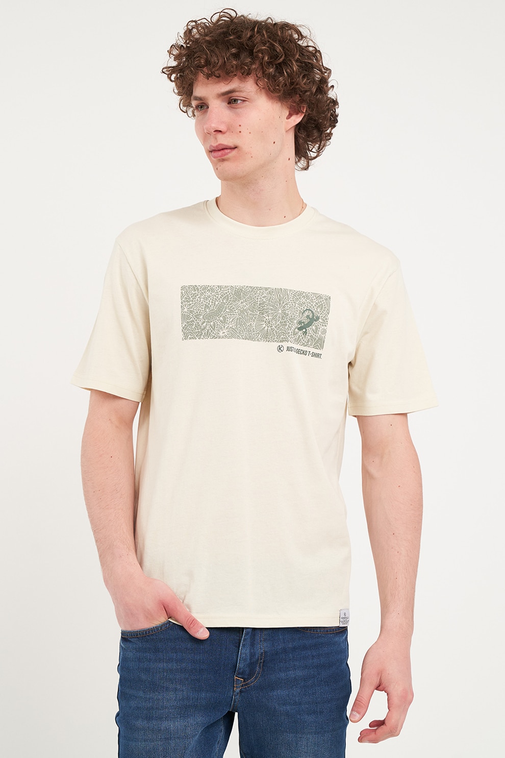 KVL by KENVELO, Tricou cu decolteu la baza gatului si imprimeu, Verde pal, S