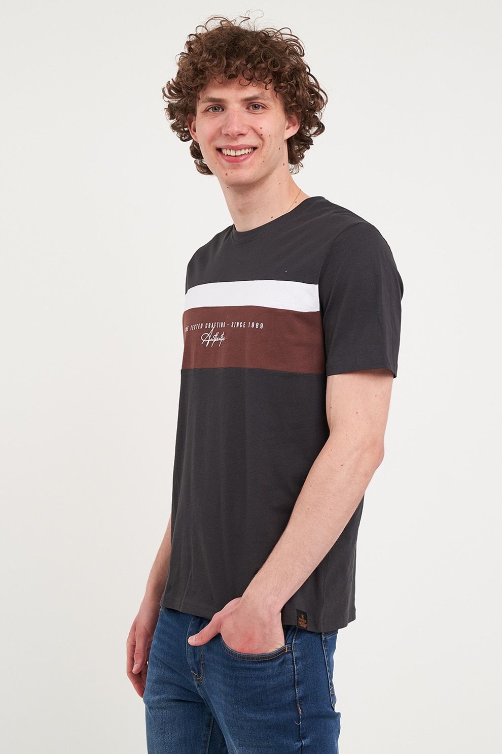 KVL by KENVELO, Tricou cambrat din bumbac, Visiniu, Gri antracit, S