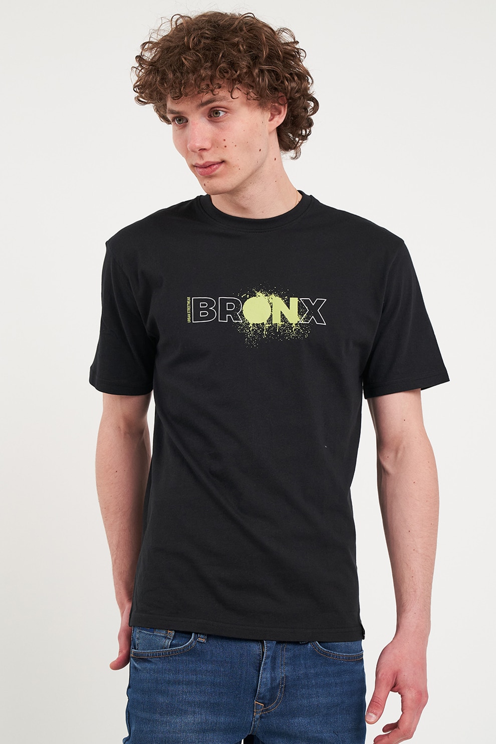 KVL by KENVELO, Tricou slim-fit din bumbac, Negru, Verde lime, L