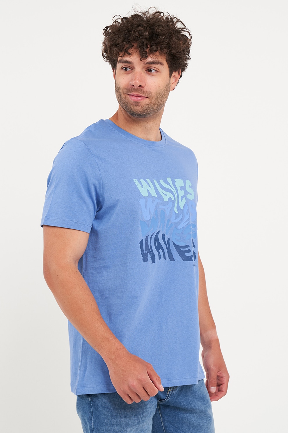 Lee Cooper, Tricou din bumbac cu text, Albastru lavanda, 2XL