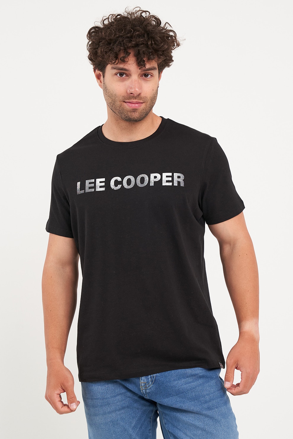 Lee Cooper, Tricou din bumbac cu logo, Negru, L