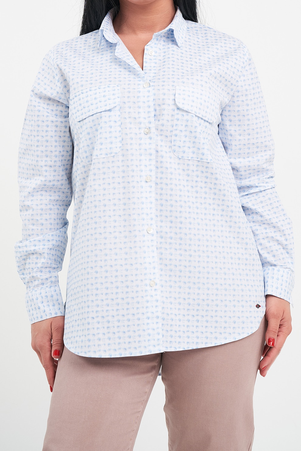 Lee Cooper, Camasa relaxed-fit cu buzunare pe piept, Alb, Albastru, L