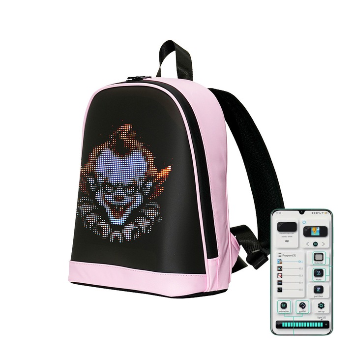 Rucsac inteligent Leziter Pixen LED roz