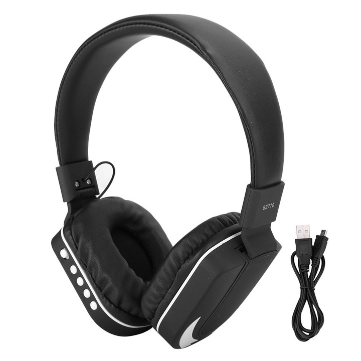 BS770 Bluetooth fejhallgató, vezeték nélküli, összecsukható, hordozható, sportoláshoz, fekete