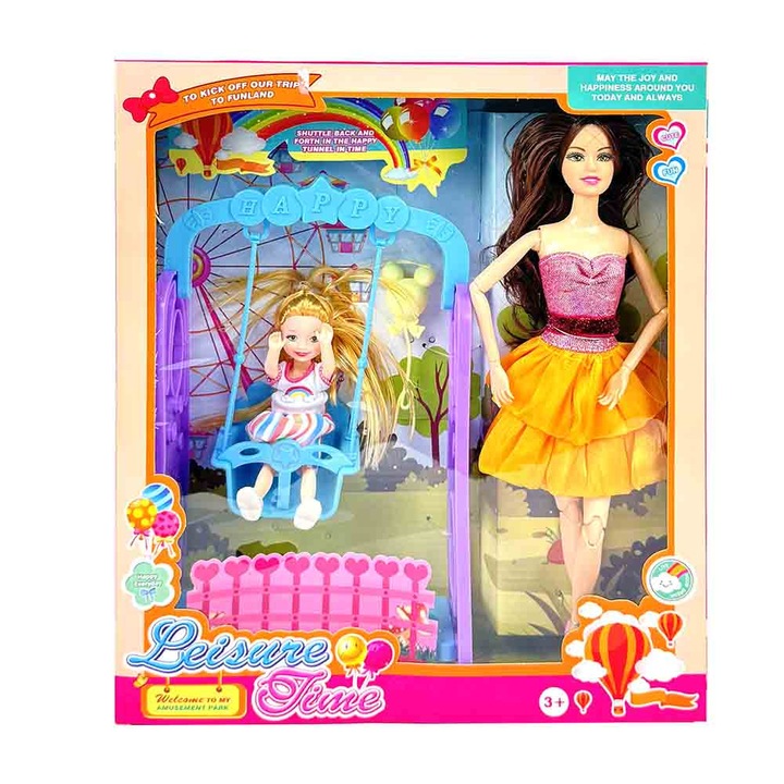 Babakészlet, Anya, Lányával és hintával