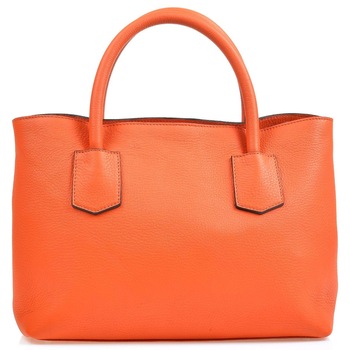 Geanta portocalie de mana din piele de vitel Geanta portocalie de mana din piele de vitel