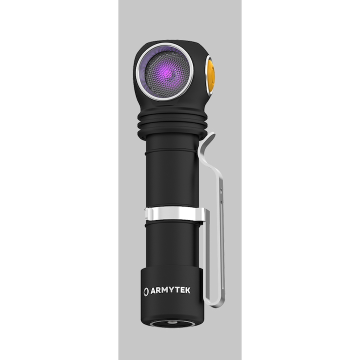 Многофункционален фенер Armytek Wizard C2 WUV, бял, 1100 лумена, с ултравиолетова светлина, включен комплект, батерия 18650 Li-Ion 3200 mAh