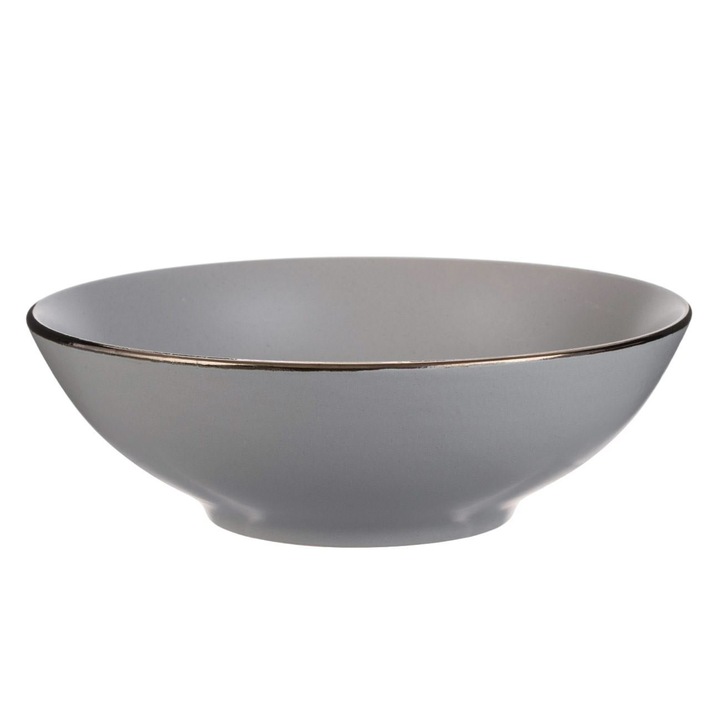 Bol 1.4L Ceramic Gri Ø23.5cm Adanc Pentru Salata Garnituri Sau Preparat Cald Colectia Lunar Grey