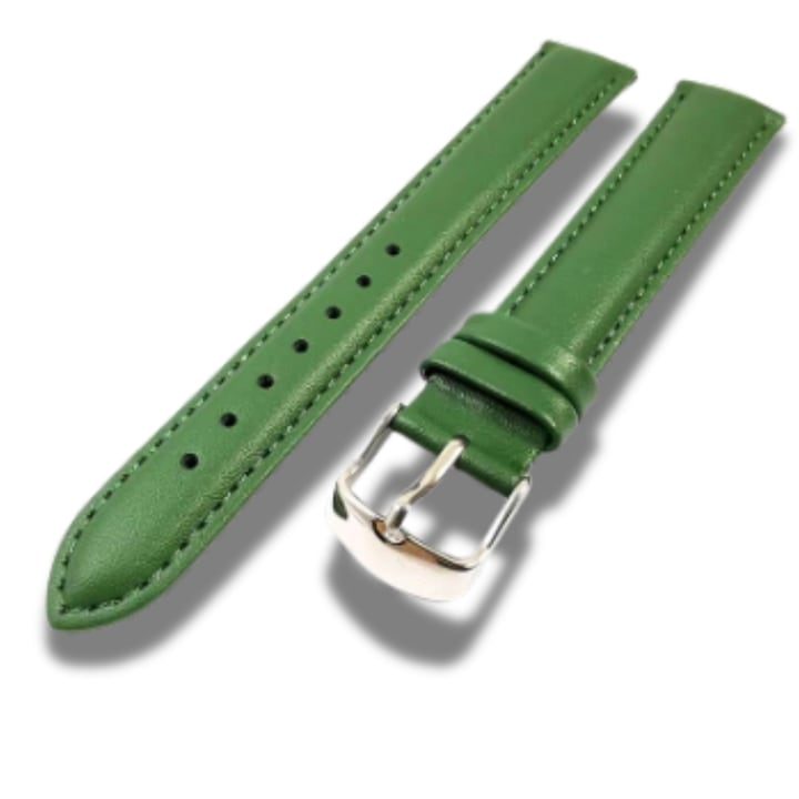 Curea Ceas Piele Culoare Verde 18 mm la Anse Catarama Clasica Argintie