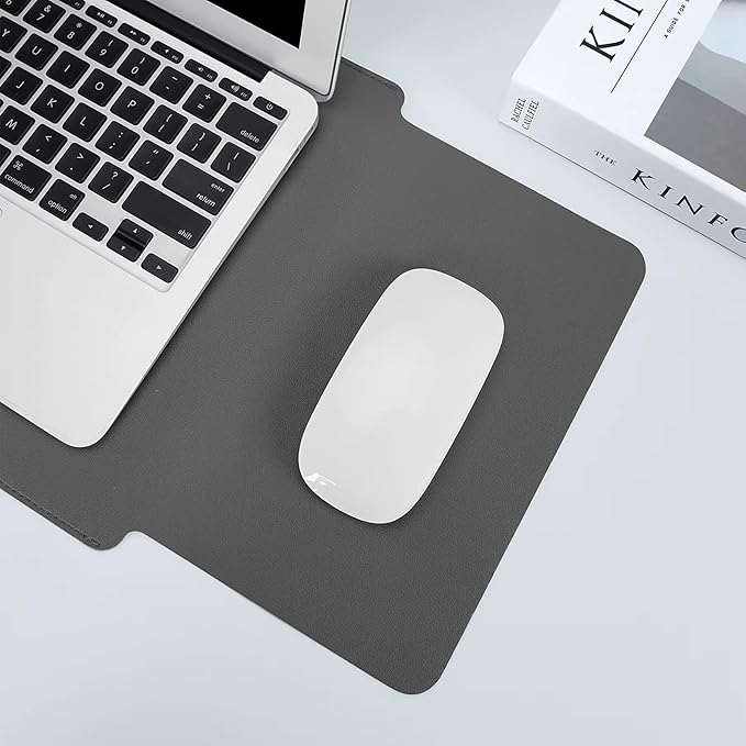 Husa laptop din piele cu mousepad, 13 inch, compartimente versatile, gri