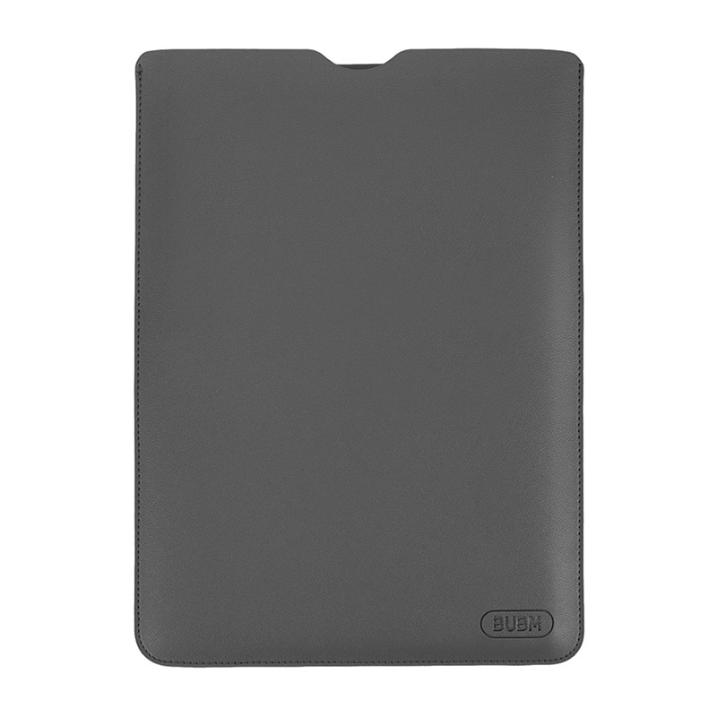 Husa laptop din piele cu mousepad, 13 inch, compartimente versatile, gri