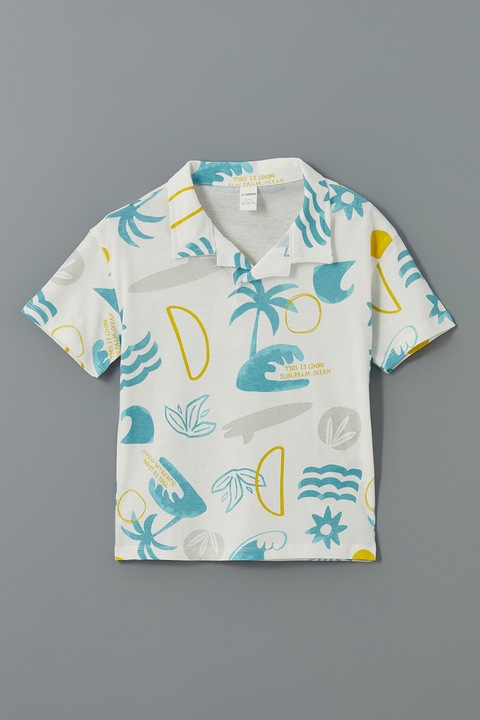 LC WAIKIKI, Tricou de bumbac cu imprimeu, Galben/Albastru deschis
