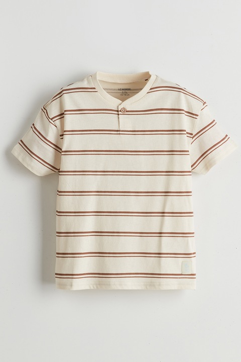 LC WAIKIKI, Tricou cu model cu dungi, Maro inchis/Maro nisip