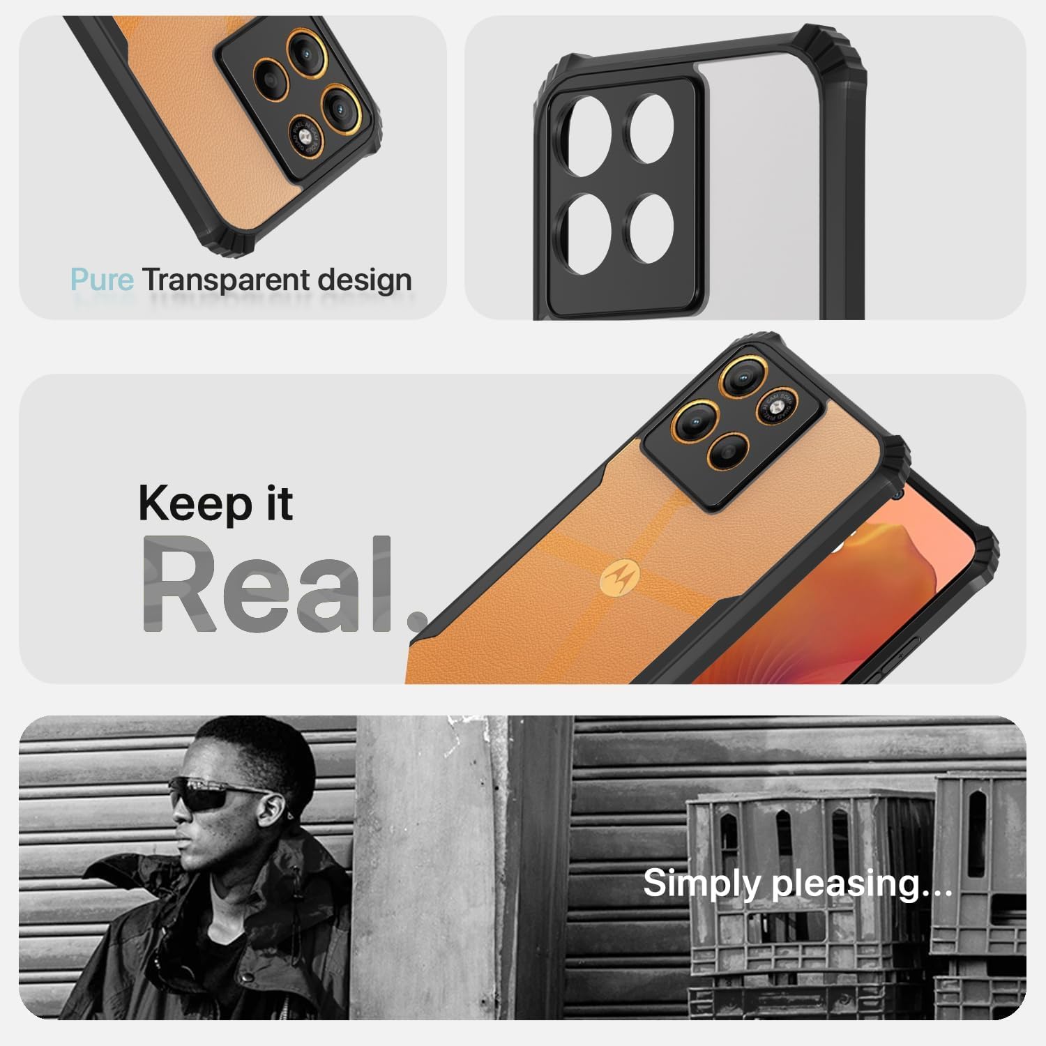 Husa Pentru Motorola Edge 60 fusion, Anti-Shock Protection, TPU/Policarbonat, Negru/Transparent