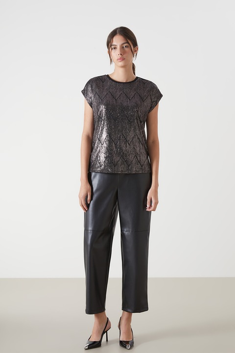 LC WAIKIKI, Bluza lejera cu aspect stralucitor, Auriu/Negru