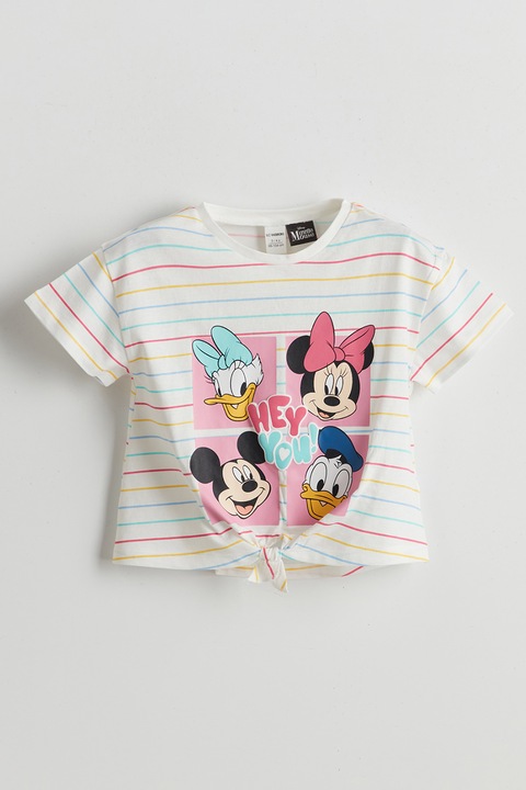 LC WAIKIKI, Tricou din bumbac cu personaje din Disney, Roz pastel/Alb optic/Albastru deschis