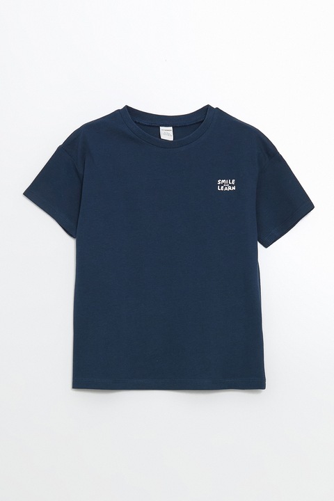 LC WAIKIKI, Tricou de bumbac cu maneci cazute, Albastru inchis