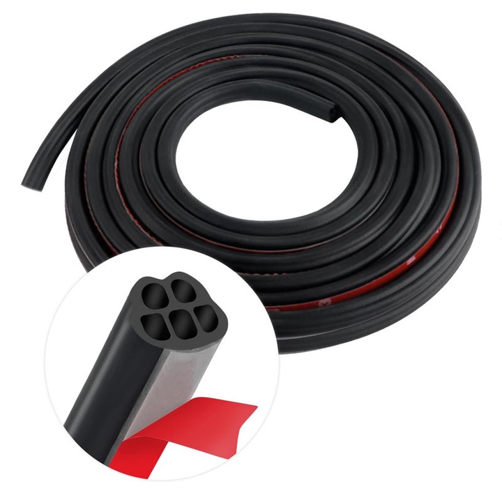 Banda Izolare Fonica Auto Rqiurpn, 5m, design B, dublu strat, autoadeziva Fonica, Praf, Murdarie, Negru, Rezistenta, pentru usi, capota, portbagaj, accesorii auto